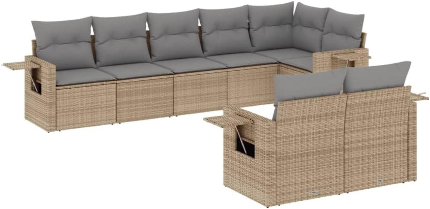 vidaXL 8-tlg. Garten-Sofagarnitur mit Kissen Beige Poly Rattan 3252756 Bild 1