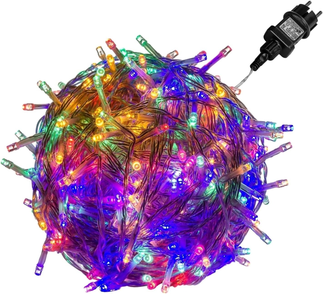 VOLTRONIC LED Lichterkette, IP44, Modell- und Farbwahl, 100 LEDs, Transparentes Kabel, bunt Bild 1