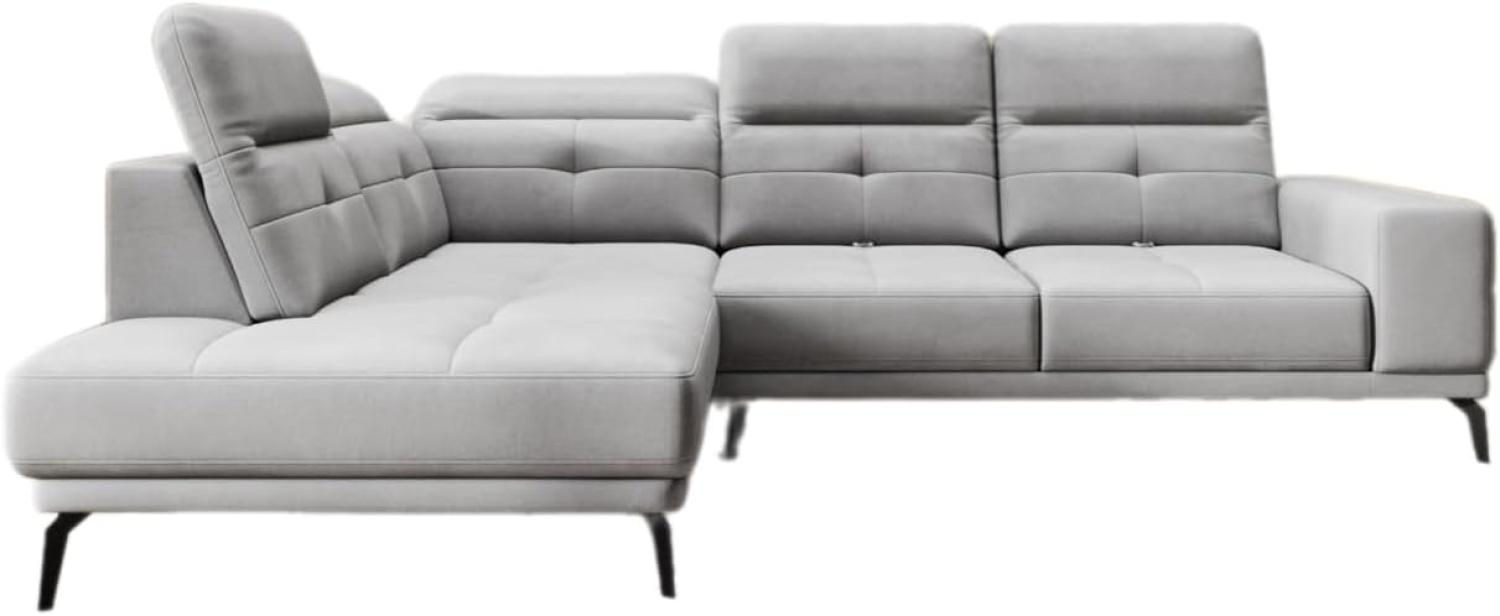 Designer Sofa Isabella mit verstellbarer Kopf- und Rückenlehne Samt Hellgrau Links Bild 1