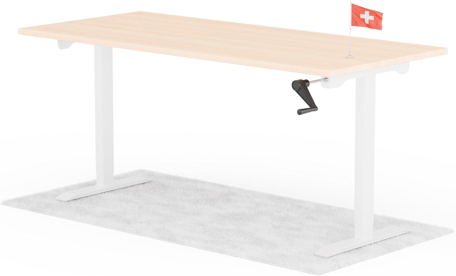 manuell höhenverstellbarer Schreibtisch EASY 180 x 80 cm - Gestell Weiss, Platte Eiche Bild 1