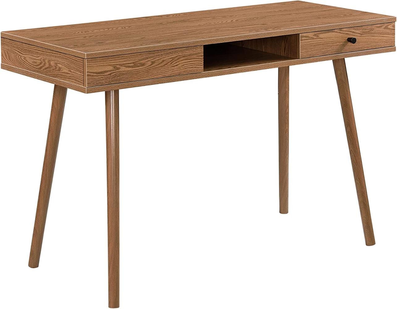 Schreibtisch Habo mit Ablage und Schublade 115x48x74cm Dunkler Holzton en. casa Bild 1