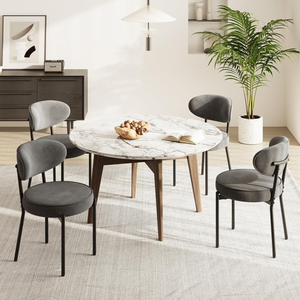 COLAMY Esszimmerstühle 4er Set mit 10 cm Sitzpolster – Moderne Polsterstühle aus kuscheligem Teddy-Stoff, mit robustem Metallgestell – Für Küche & Wohnbereich, Grau Bild 1