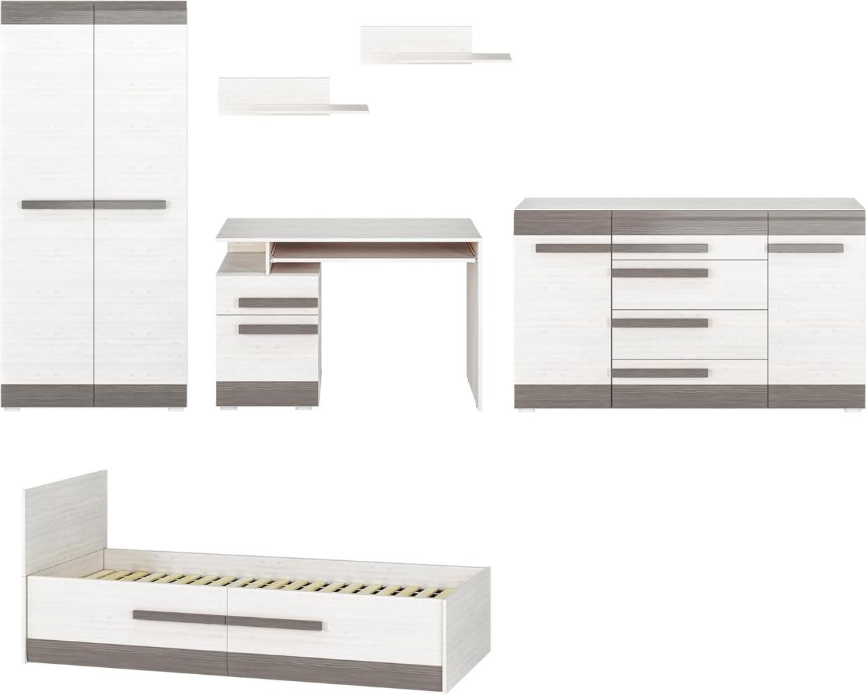 Jugendzimmer-Set "Blanco" Kinderzimmer-Set 6-teilig Pinie weiß grau MDF Bild 1