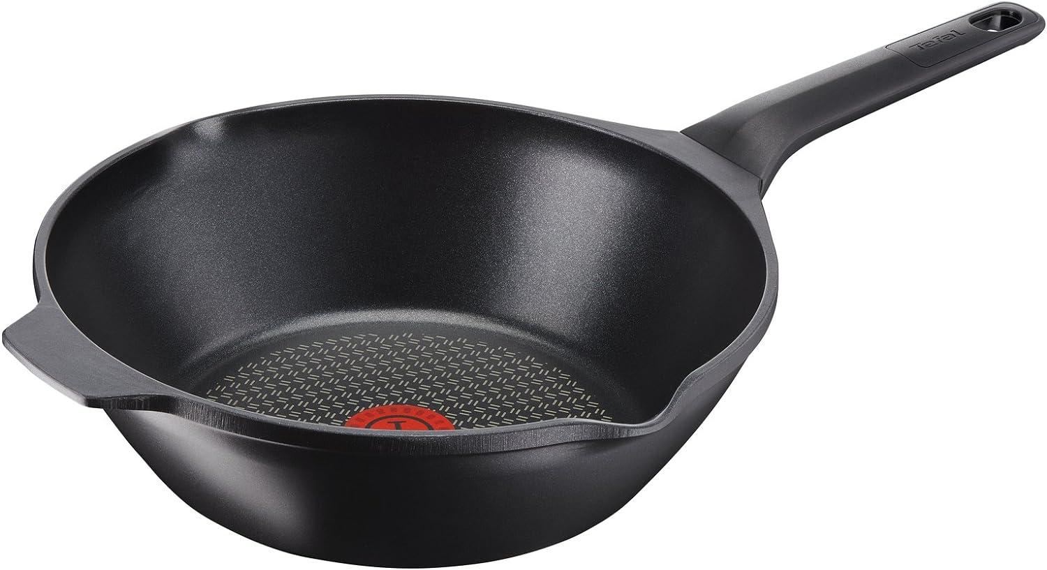 Tefal Aroma E21519 Wokpfanne 28 cm | einfache Reinigung | Antihaftversiegelung | Thermo-Signal Temperaturanzeiger | spülmaschinenfest | induktionsgeeignet | Schwarz Bild 1