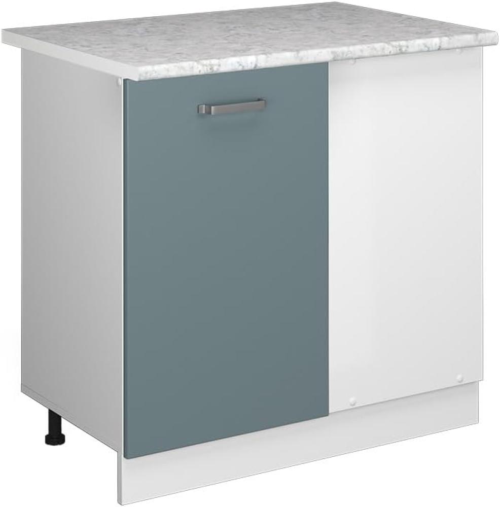 Vicco Eckschrank R-Line, Blau-Grau/Weiß, 86 cm mit Arbeitsplatte Bild 1