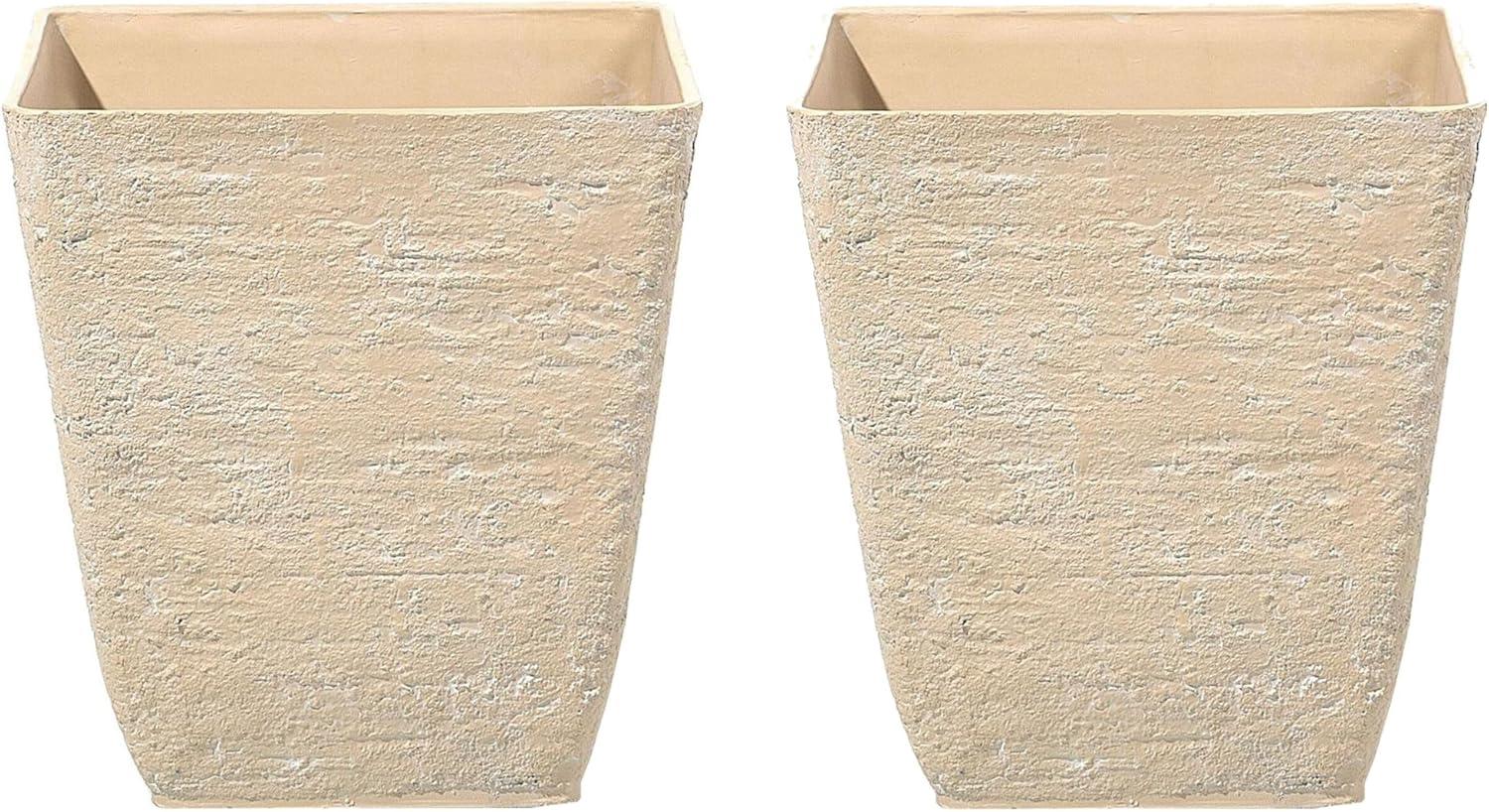 Blumentopf 2er Set sandbeige quadratisch 39 x 39 x 43 cm DELOS Bild 1