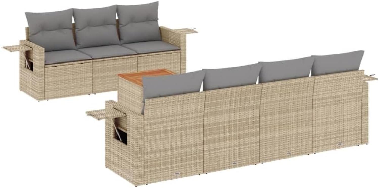 vidaXL 8-tlg. Garten-Sofagarnitur mit Kissen Beige Poly Rattan 3256801 Bild 1