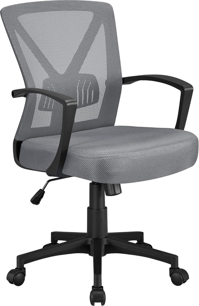 Yaheetech Bürostuhl Schreibtischstuhl, Drehstuhl mit Mesh, Home Office Chair ergonomisch, höhenverstellbarer Computerstuhl mit Rückenstütze, gepolsterten Sitz, fürs Arbeitszimmer/Büro Dunkelgrau Bild 1