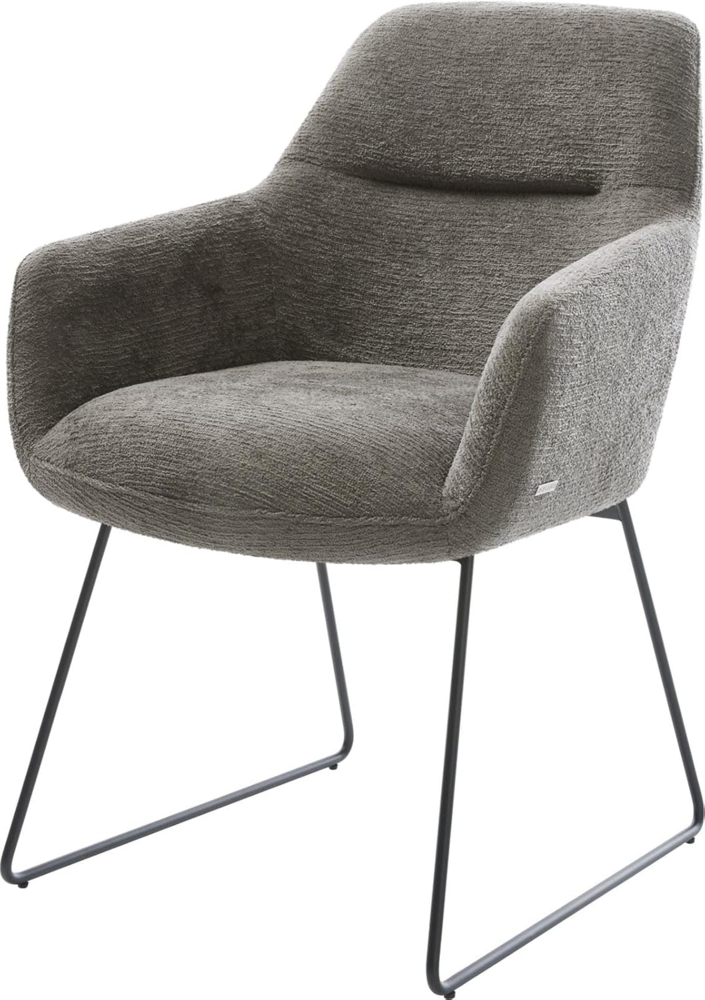 Esszimmerstuhl Pejo-Flex Bouclé Soft Schlamm Kufengestell Schwarz Taschenfederkern Bild 1