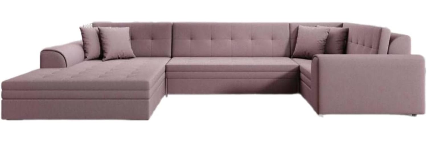 Designer Sofa Velio mit Schlaffunktion Stoff Rosé Links Bild 1