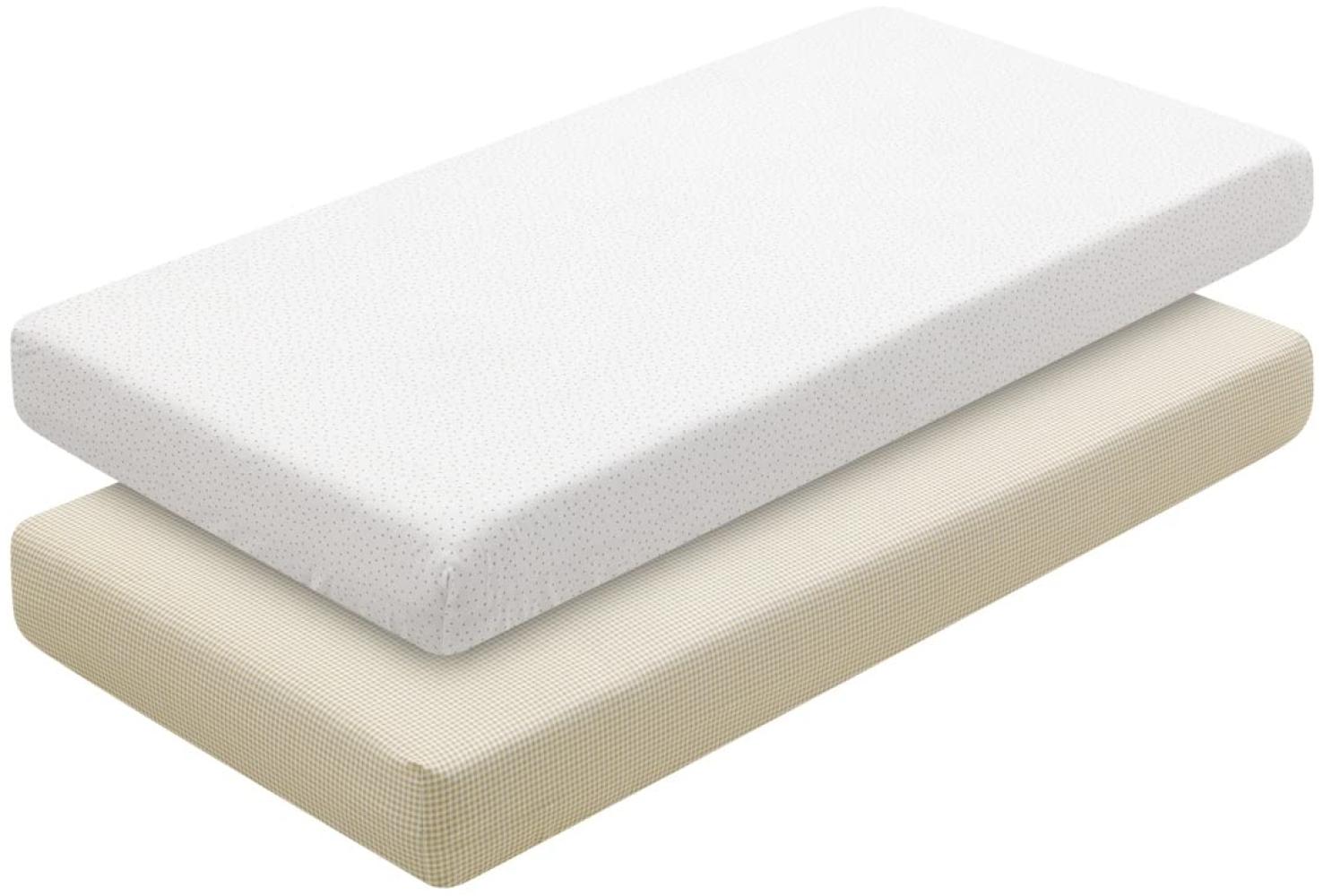 Cambrass - 2 Fitted Sheet - Cot 60 60x120x17 Cm Vichy10 Beige Bild 1