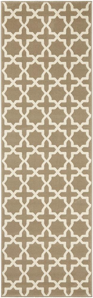 Kurzflor Teppich Läufer Glam Braun Creme - 80x500x0,9cm Bild 1