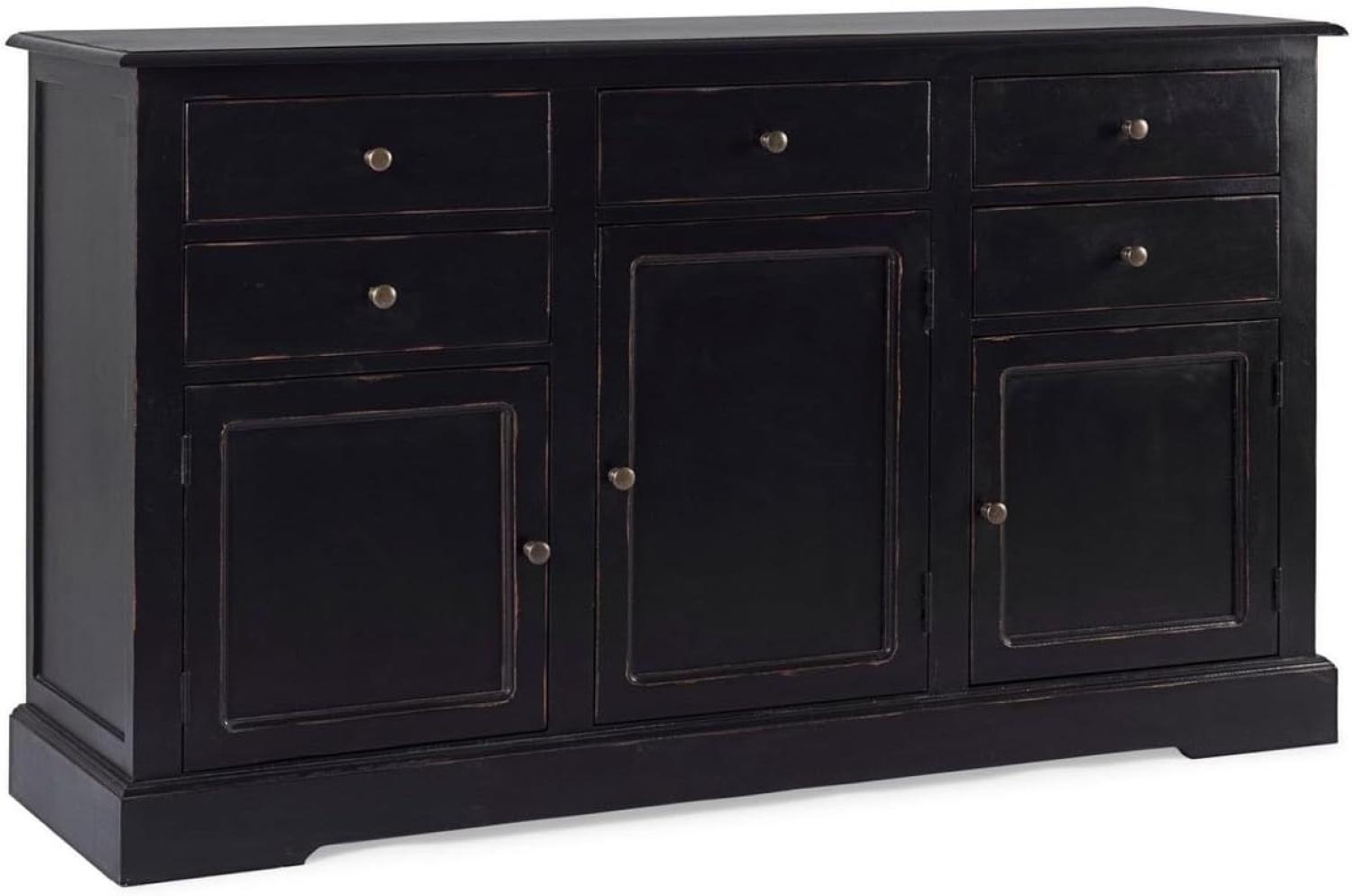 Casa Padrino Landhausstil Sideboard Antik Schwarz 145 x 40 x H. 85 cm - Landhausstil Schrank mit 3 Türen und 5 Schubladen - Landhausstil Möbel - Landhausstil Einrichtung Bild 1