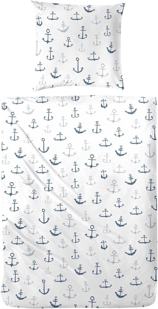 Hahn Renforce Bettwäsche 135x200 Anker marine weiß blau Maritim 123089-030 Bild 1
