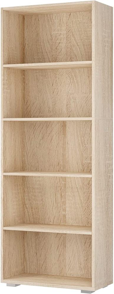 Deuba Bücherregal Vela 5 Fächer 190 x 60 x 31 cm Holz Modern Ordner Bücher Standregal Wohnzimmer Esszimmer Büro Eiche Bild 1