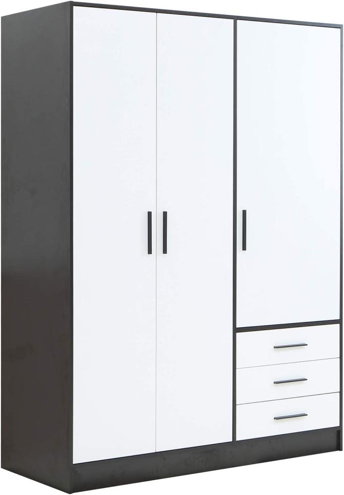 Moebel-Eins Kleiderschrank JAMI Kleiderschrank 3-trg mit 3 Schubkästen, Material Dekorspanplatte Bild 1