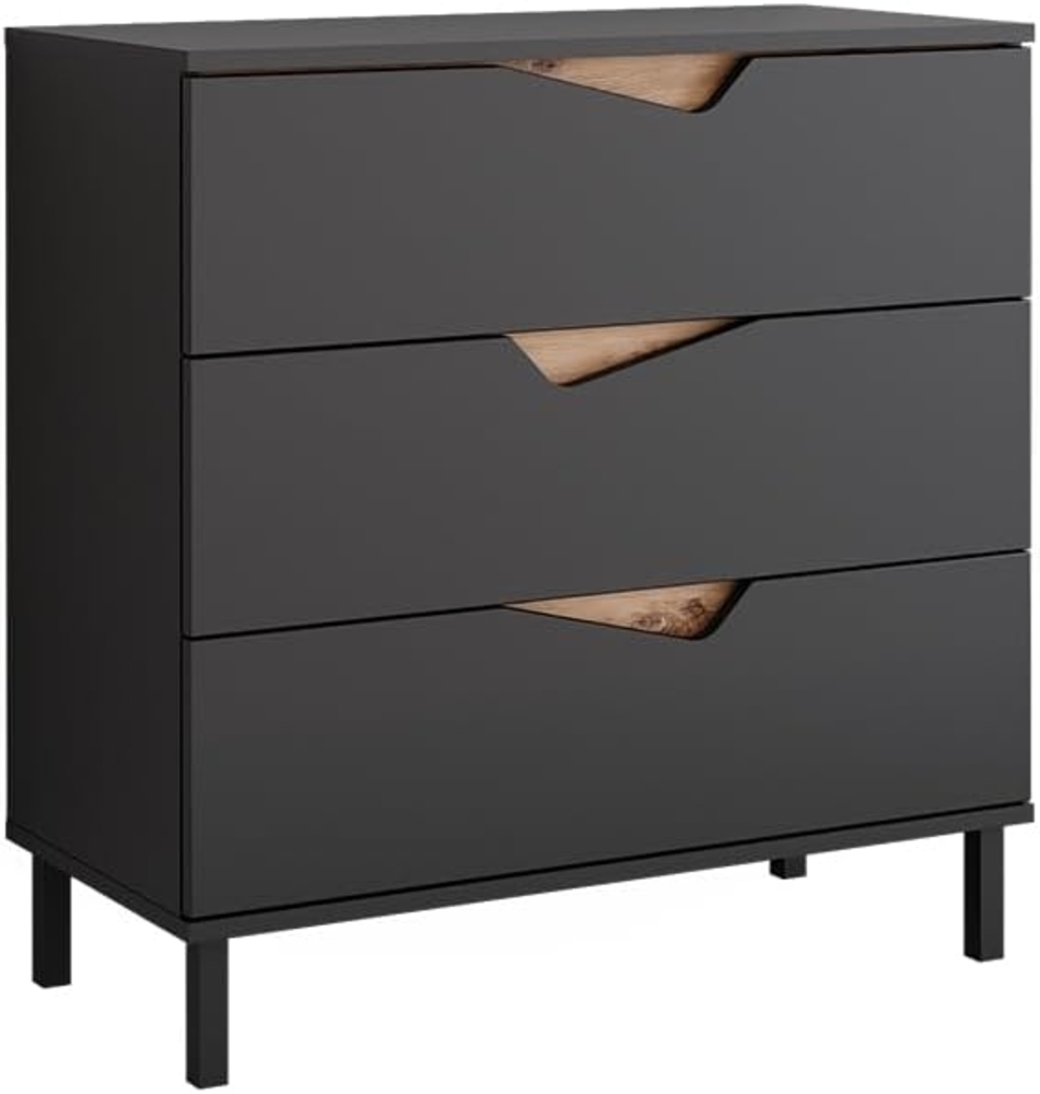 Kommode Marelle Anthrazit/Artisan 80 x 81.2 cm mit 3 Schubladen Vicco Bild 1