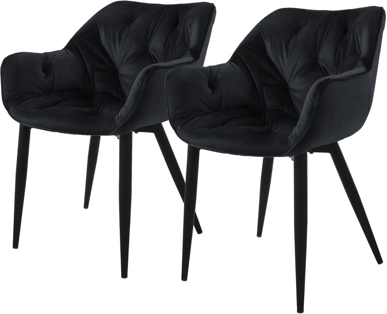 ML-DESIGN Stuhl Esszimmerstuhl mit Rückenlehnen und Armlehnen aus Samt mit Metallbeine (2 St), Ergonomischer Sessel Schwarz Wohnzimmerstuhl Polsterstuhl Bild 1