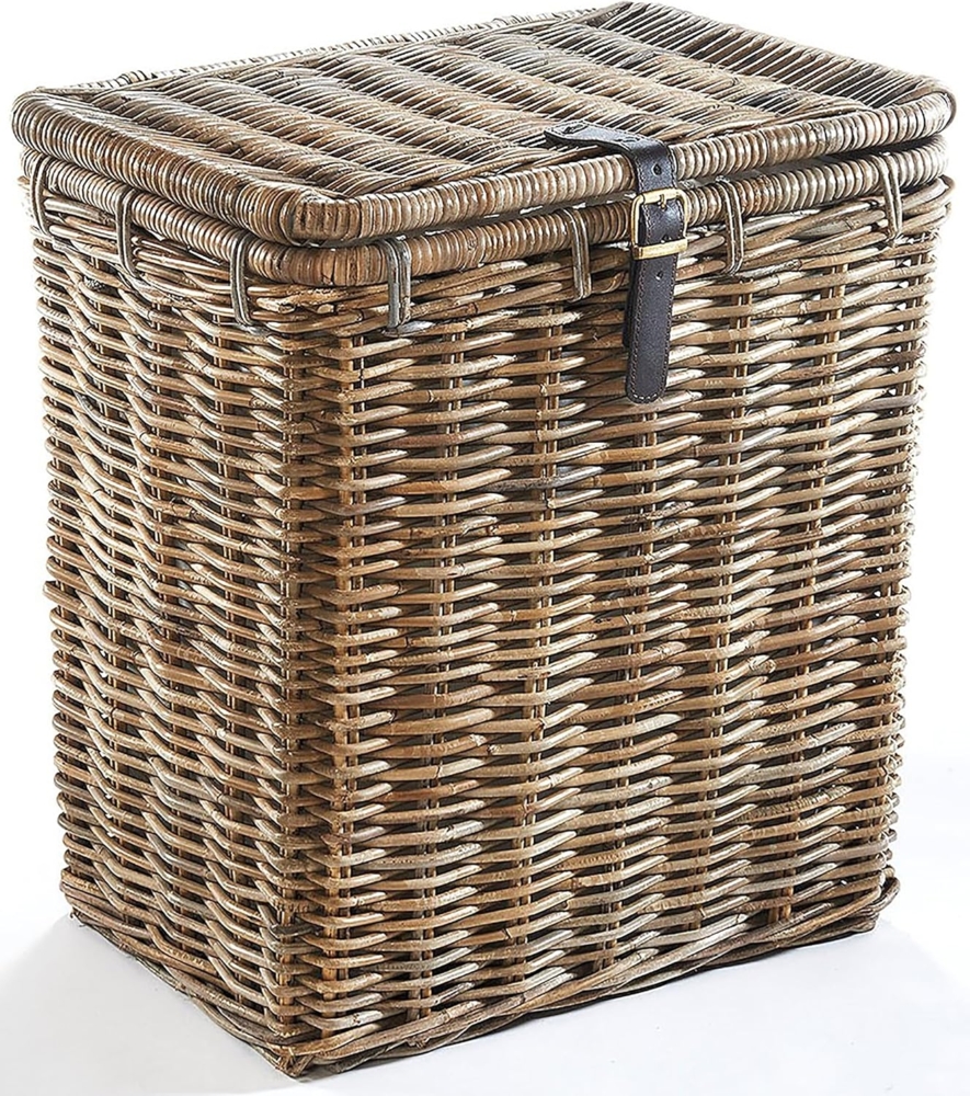 Kobolo Wäschekorb Wäschebehälter eckig Rattan Kubu-Grey 50x38x56 cm Bild 1