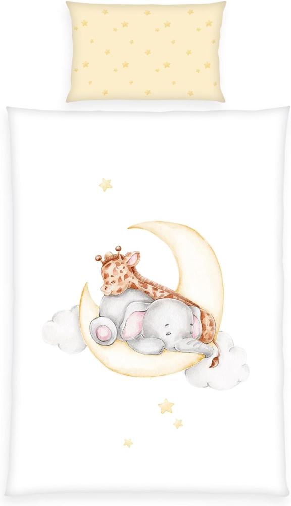 Herding Flanell Baby Kinder Bettwäsche Sleeping on the moon 100x135 cm B Bild 1