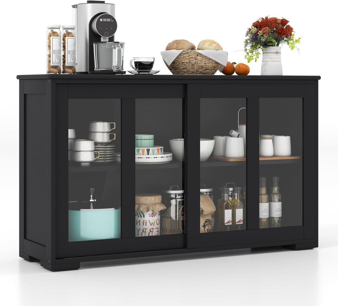 COSTWAY Sideboard mit Schiebetueren Schwarz Bild 1