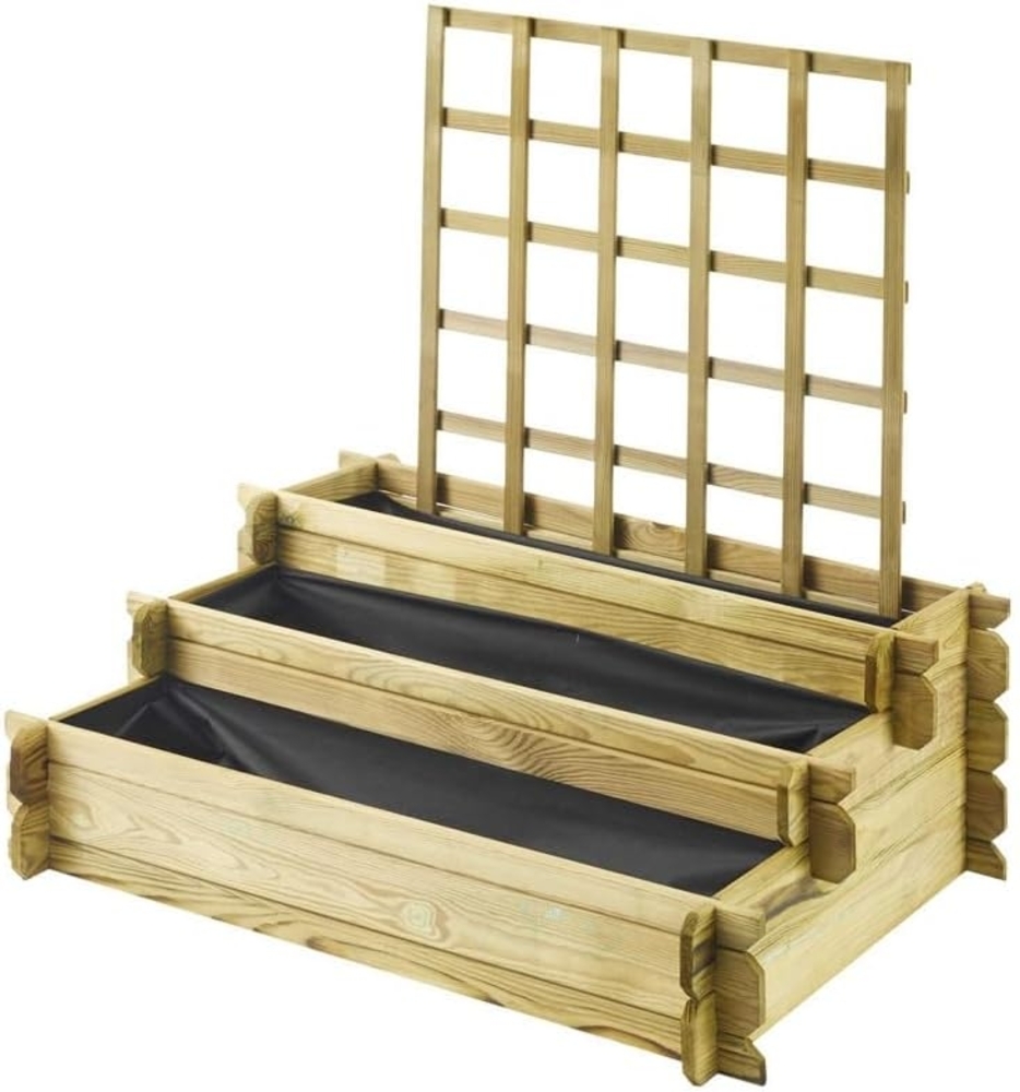 forest-style Blumenkasten, Holz Hochbeet mit Rankgitter 100x80x40cm Bild 1