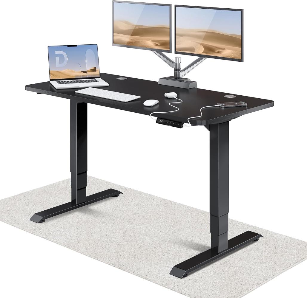 Höhenverstellbarer Schreibtisch - Höhenverstellbar Elektrisch mit Flüsterleisem Dual-Motor & Touchscreen - Hohe Tragfähigkeit - Stehtisch von Desktronic, Schwarz + Schwarz, 140 x 70 cm Bild 1