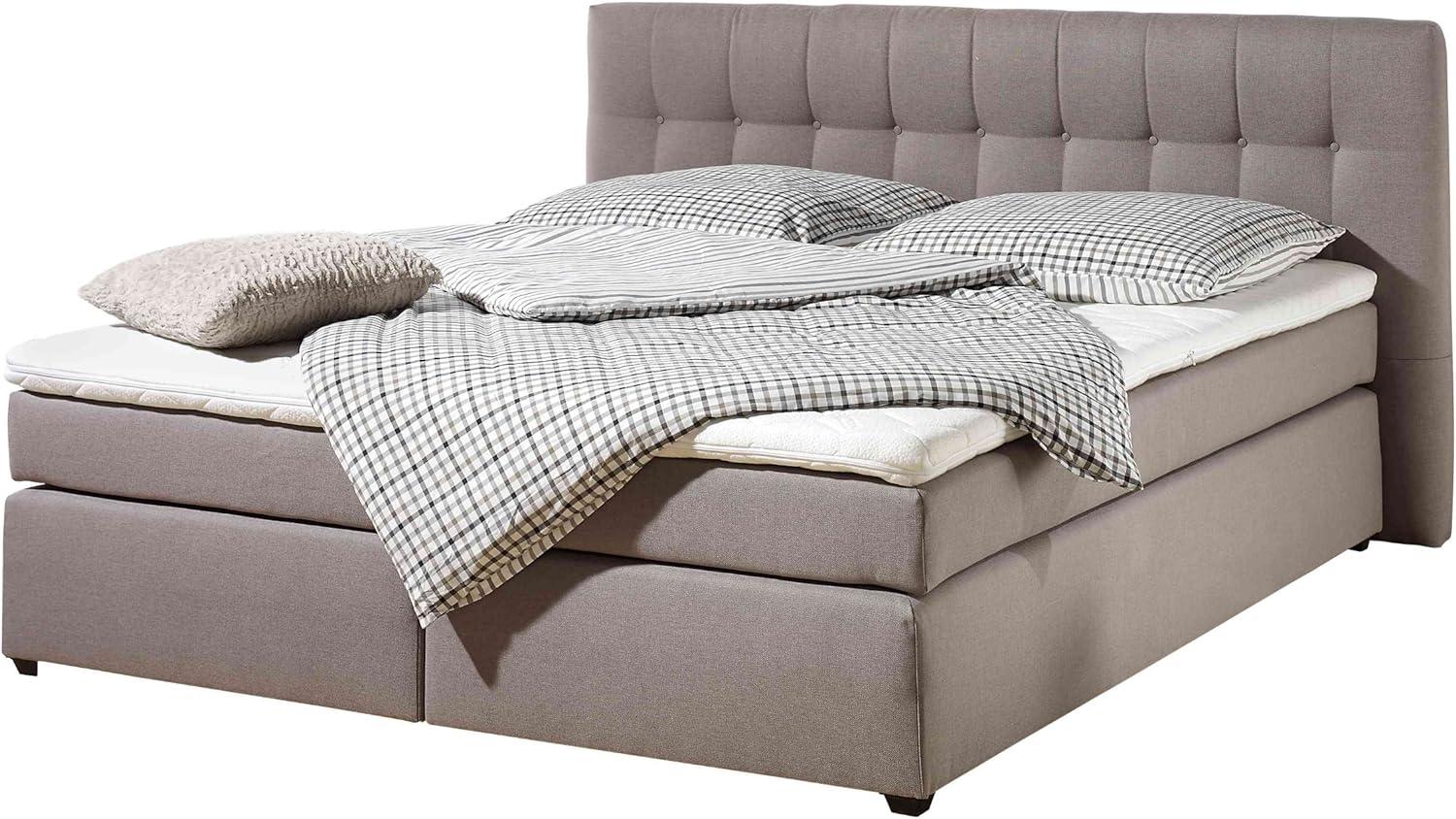 Maintal Boxspringbett Jeremy, 180 x 200 cm, Strukturstoff, 7-Zonen-Kaltschaum Matratze H3, taupe Bild 1