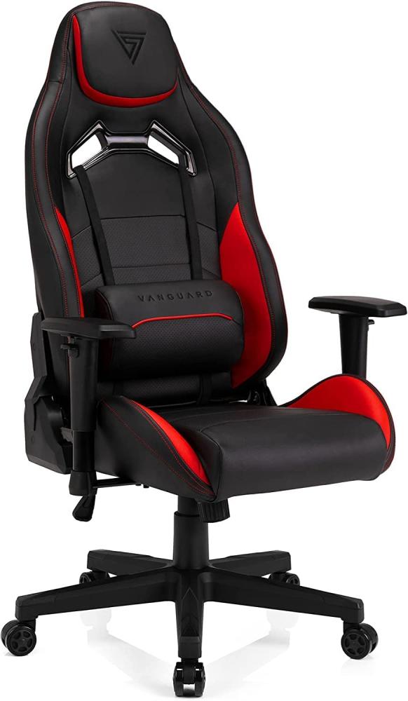 SENSE7 Gaming Vanguard Bürostuhl Zocker Gamer Ergonomischer Stuhl Armlehne Einteiliger Stahlrahmen Einstellbarer Neigungswinkel Rotschwarz, Schwarz-Rot, 41-49 x 66 x 58 Bild 1