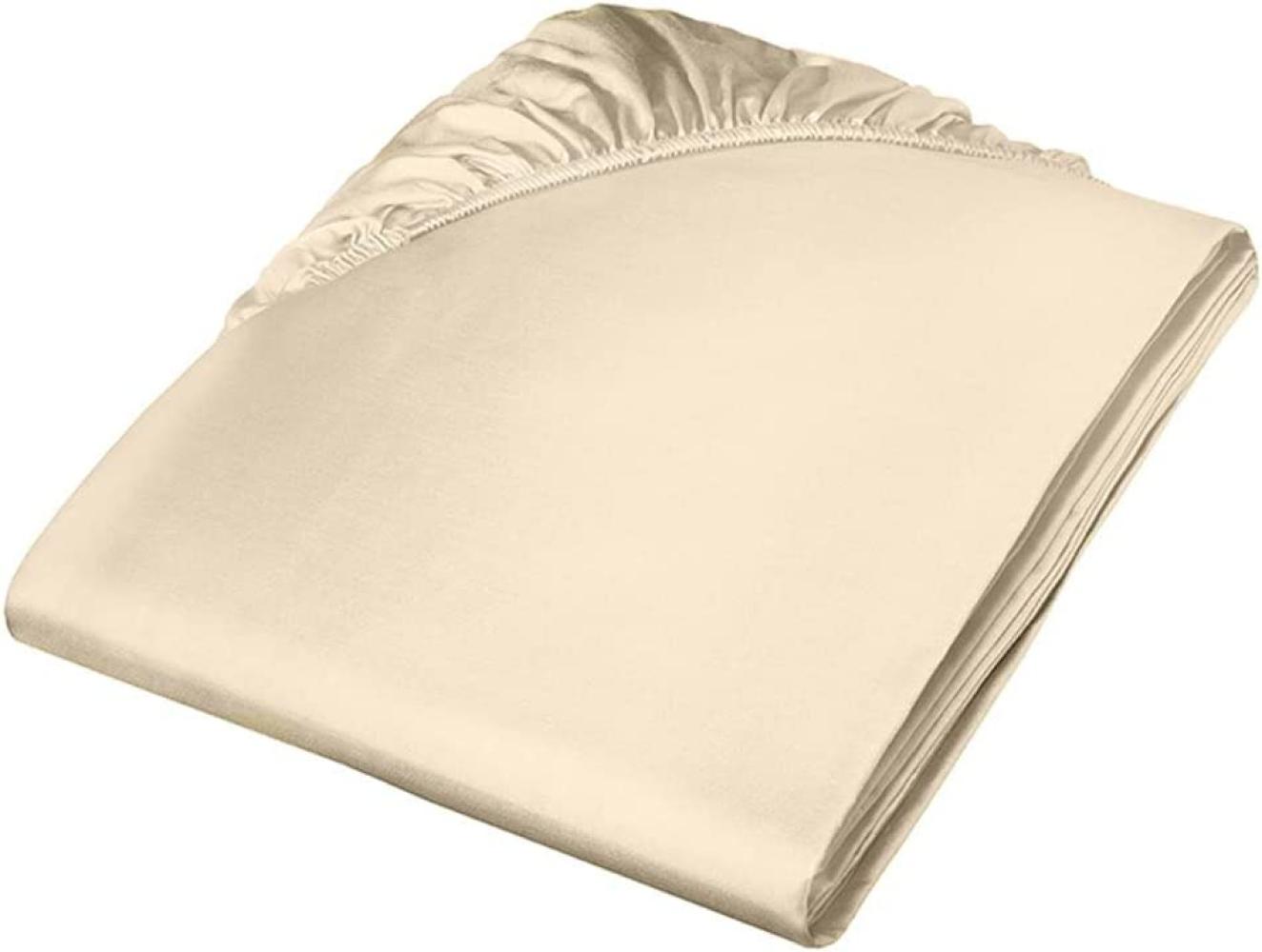 Fleuresse Mako-Satin-Spannlaken colours Farbe beige 2043 100x200 Bild 1