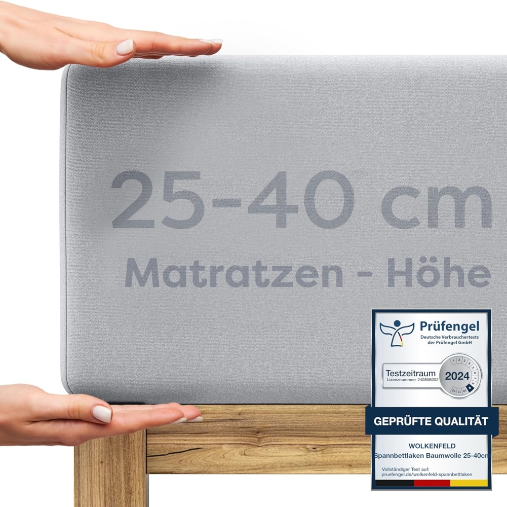 Wolkenfeld Spannbettlaken Boxspringbett Bettlaken - Spannbetttuch für Matratzen bis 40cm, Jersey, Gummizug: rundum, (1 Stück), Elastisch & Rutschfest: 90x200, 140x200, 160x200, 180x200 & Übergrößen Bild 1