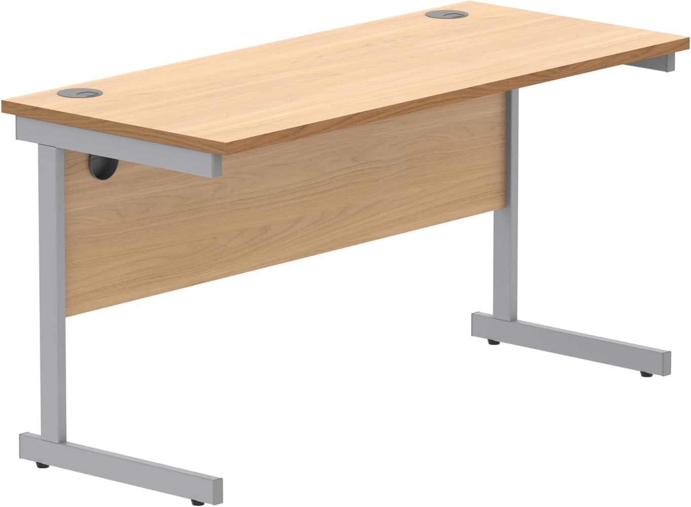 office hippo Essentials Rechteckiger Schreibtisch-Computer-Arbeitsplatz, Heimbürotisch mit Kabelanschluss-Management, 160x80 cm, Holz, Norwegische Buche Bild 1