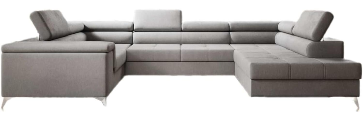 Designer Sofa Torino mit Schlaf- und Klappfunktion Samt Hellgrau Rechts Bild 1