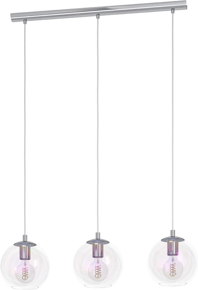 EGLO Hängelampe Ariscani 2, 3-flammige Pendelleuchte irisierend, Esstisch Hängeleuchte bunt schimmernd, Esszimmerlampe hängend aus Metall in Chrom und Glas, E27, 76,5 cm Bild 1