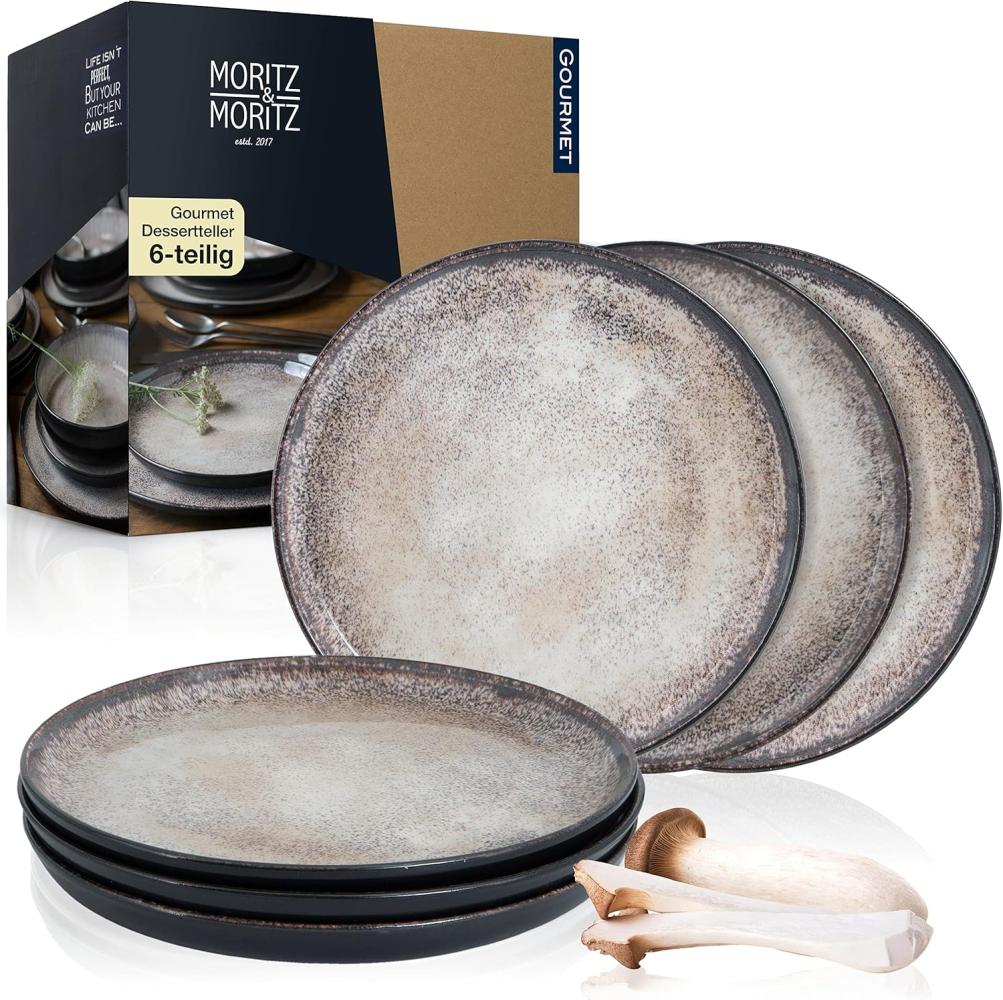 Moritz & Moritz Dessertteller Dessert Teller Set beige, (6 St), für 6 Personen spülmaschinen- und mikrowellengeeignet Bild 1