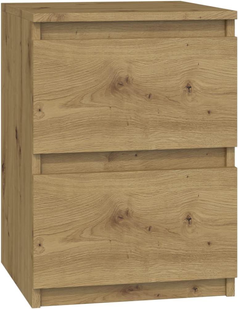 Oggi Lugo Nachttisch Schrank mit Zwei Schubladen 30 x 40 x 30 cm Minimalistisch Modern aus 16mm Schichtstoffplatte Design Wohnzimmer Schlafzimmer Flur Grifflos Artisan Oak Bild 1