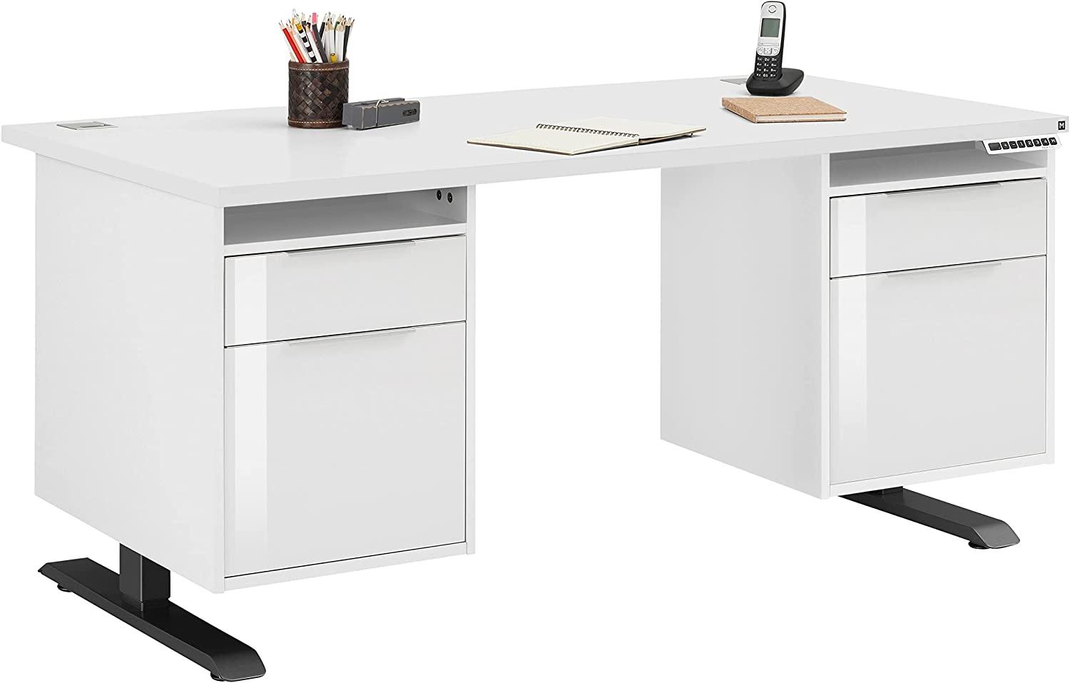 Schreibtisch >EDJUST< (BxHxT: 175 x 120 x 80 cm) in Metall anthrazit - weiß matt Bild 1
