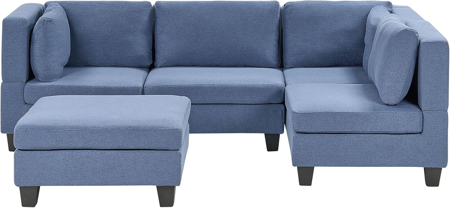 Beliani 'Unstad' Sofa, Blau, Stoff, 72 x 152 x 228 cm, mit Ottomane, Links Bild 1