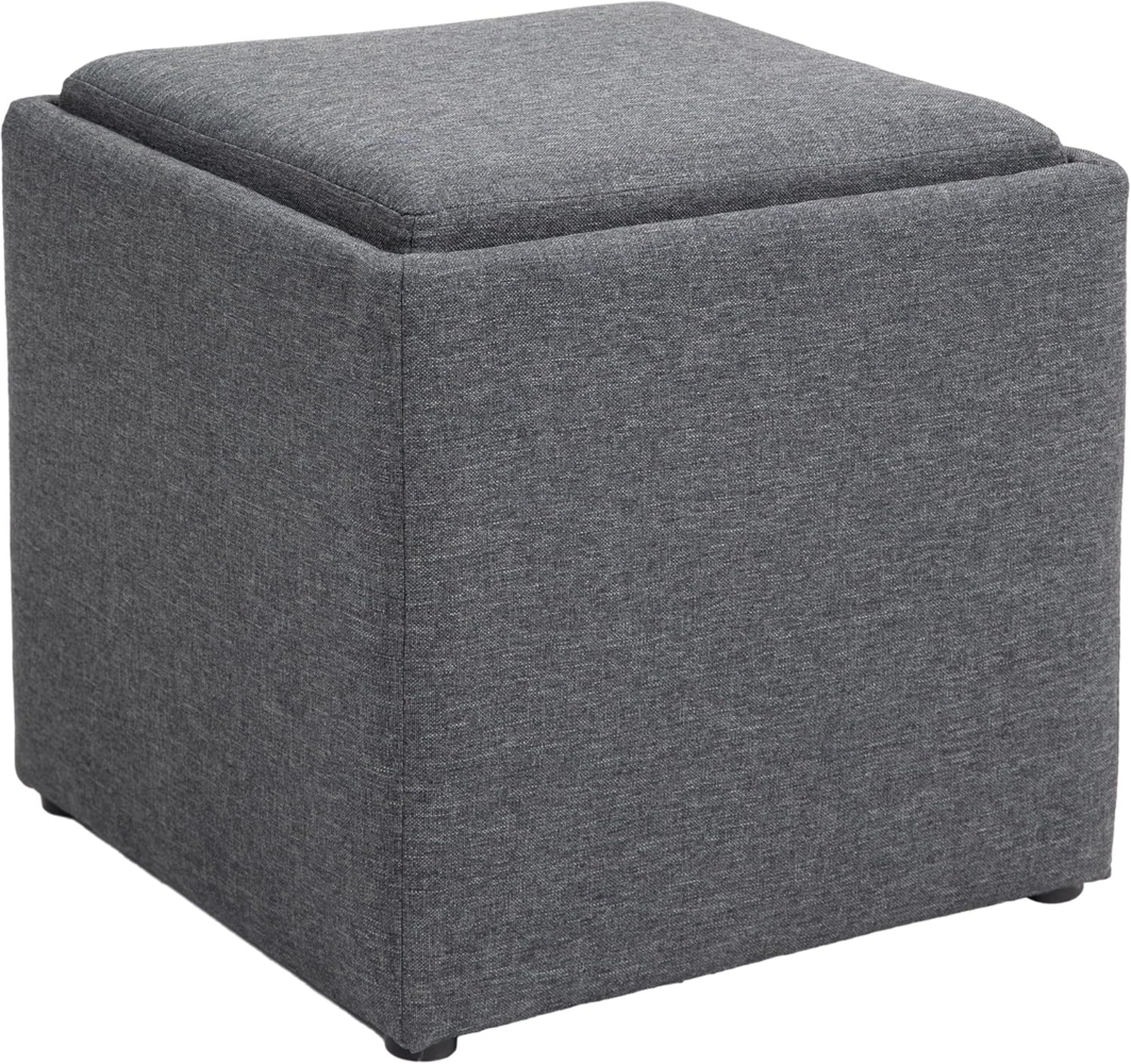 HOMCOM Sitzbank mit Stauraum, Polsterbank mit abnehmbarem Deckel, Bettbank mit Leinenoptik, für Flur Schlafzimmer Wohnzimmer, 42 x 42 x 41 cm Dunkelgrau Bild 1