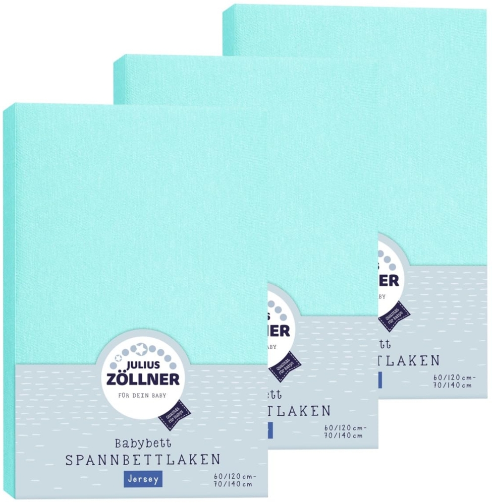 Julius Zöllner Spannbetttuch Jersey 70x140 / 60x120 Mint 3er Pack Bild 1