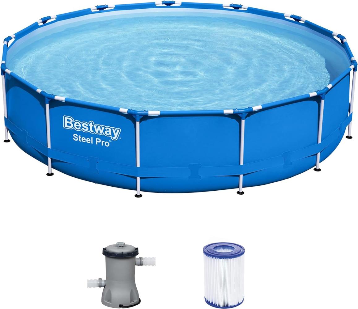 Steel Pro™ Frame Pool-Set mit Filterpumpe Ø 396 x 84 cm, blau, rund Bild 1