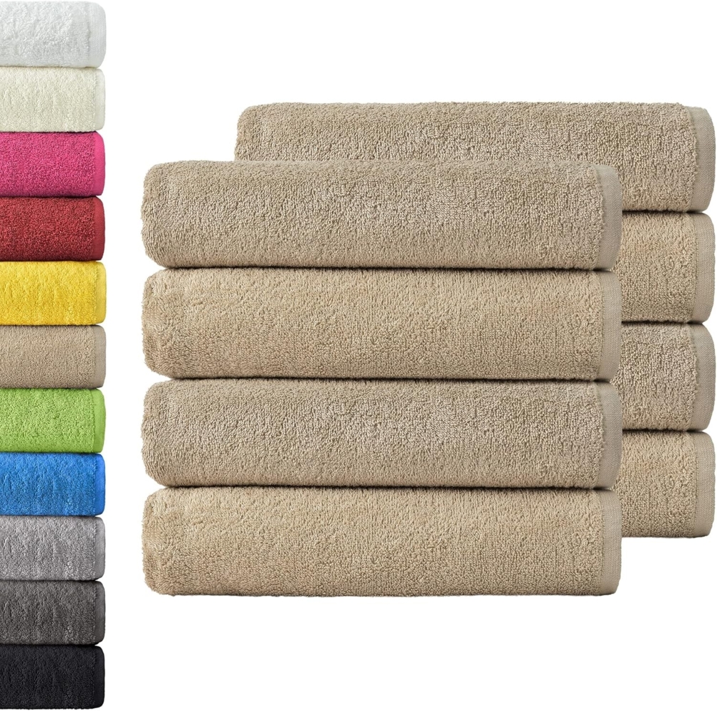 NatureMark 8er Spar-Pack Frottier Handtücher, Handtuch-Set, 50x100 cm, Sand/Beige, 100% Baumwolle Bild 1