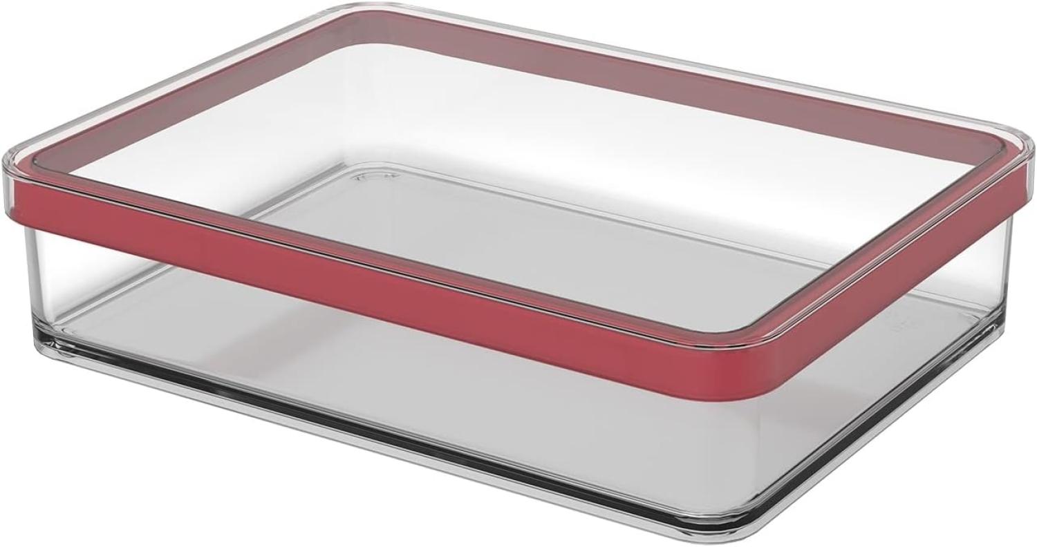 Rotho Loft rechteckige Vorratsdose 1l mit Deckel und Dichtung, Kunststoff (SAN) BPA-frei, transparent/rot, 1l (20.0 x 15.0 x 4.8 cm) Bild 1