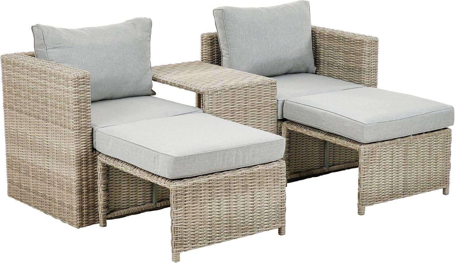 Greemotion 'Olea' Lounge-Set Outdoor Mini, Polyrattan/Stahlrahmen, hellbraun / hellgrau Bild 1