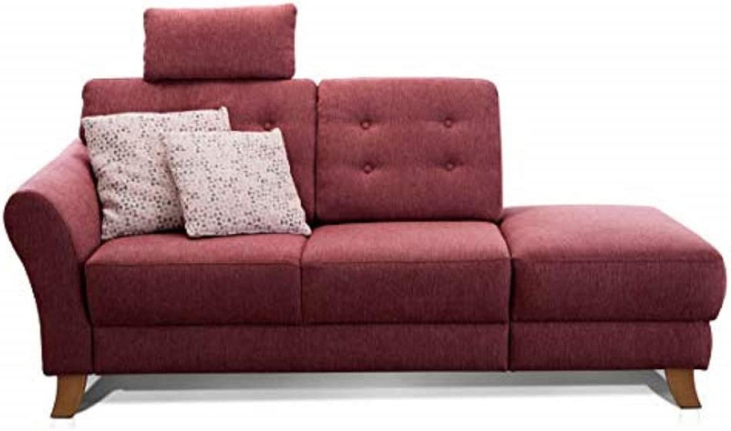 Cavadore Recamiere Trond mit Federkern / Modernes Sofa im Landhausstil mit Armteil links / Inkl. Kopfstütze und Rückenkissen / 194 x 89 x 92 / Flachgewebe rot Bild 1