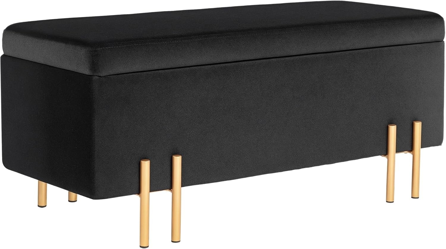 HOMCOM Sitzbank mit Stauraum (Polsterbank, 1-St, Truhenbank), Stoff, Metall, Gummiholz, Schaumstoff, Schwarz, 100 x 40 x 42 cm Bild 1