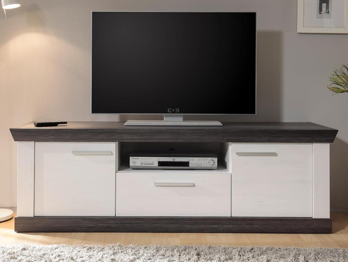 TV-Lowboard Corela in Pinie weiß und Wenge Landhaus 158 x 51 cm Bild 1