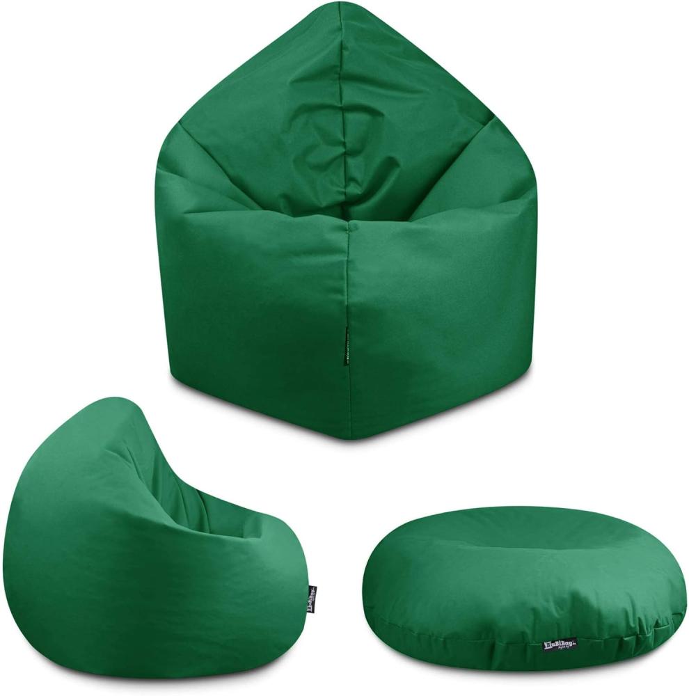 BuBiBag - 2in1 Sitzsack Bodenkissen - Outdoor Sitzsäcke Indoor Beanbag, Dunkelgrün, Ø 100,0 cm Bild 1