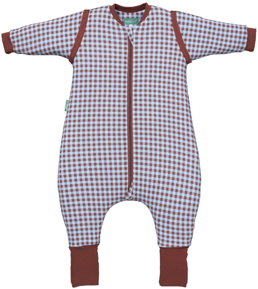 molis&co. Baby-Schlafsack mit Füßen, abnehmbare Ärmel und Socken. 2.5 TOG. Ideal für die Übergangszeit und den Winter. 100% Baumwolle (Oeko-TEX 100). (Vichy Brown&Blue, 90 cm (3 Jahre)) Bild 1