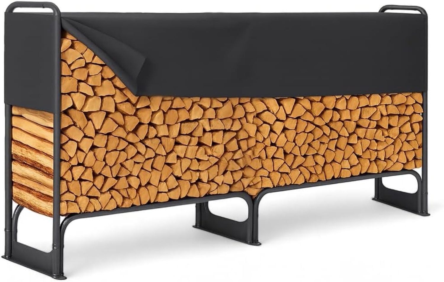 Kaminholzregal Metall 260 x 36 x 117 cm Brennholzregal 400 kg mit Abdeckung Bild 1